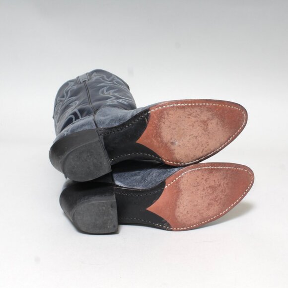 Mens VintageTexas Brand Marbled Blue Leather Cowboy Boots Size 9 M USA Made - Picture 9 of 11